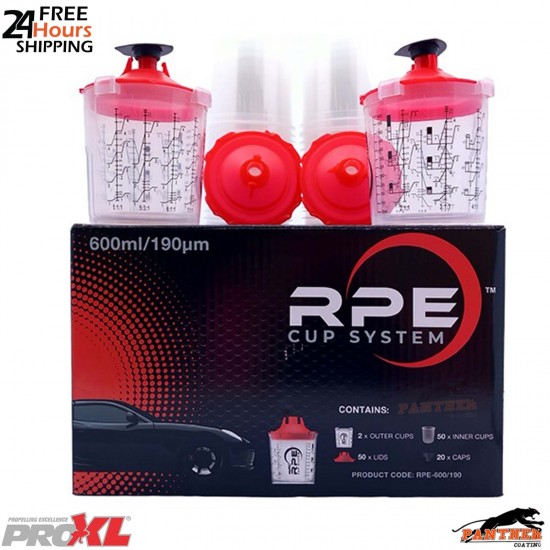 ProXL PPS 600ml Cup System – 50x with 190µm Filters – For Devilbiss Adapters