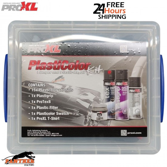 Proxl PLASTICOLOR Plastic Bumper & Trim Repair Kit – 15x Aerosols + Adhesion Pro