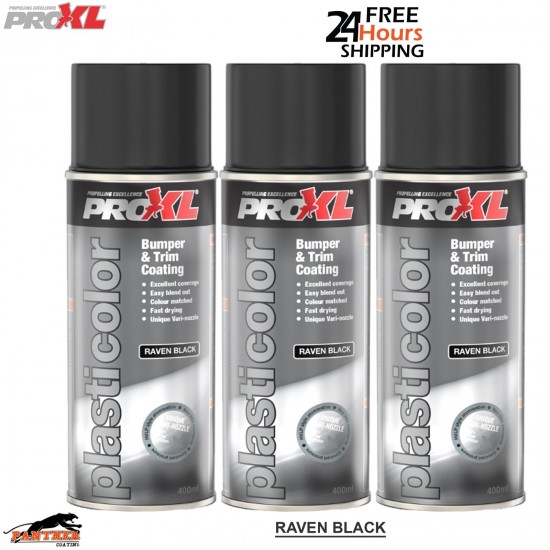3X ProXL Plastic Trim Restorer Paint Raven Black 400ml – 1K Car Bumper Spray
