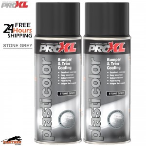2x ProXL 1K Plastic Bumper & Trim Paint 400ml Stone Grey – Flexible Coating Spra