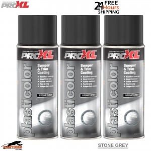 3x ProXL Plastic Trim & Bumper Coating 400ml – Stone Grey 1K Flexible Spray