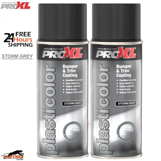 2x ProXL 1K Plastic Paint Storm Grey 400ml – Bumper & Trim Coating Aerosol