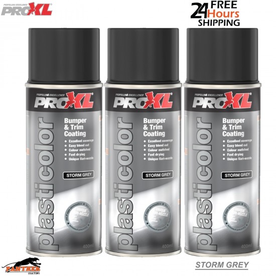 3x ProXL 1K Plastic Paint Storm Grey 400ml – Bumper & Trim Coating Aerosol