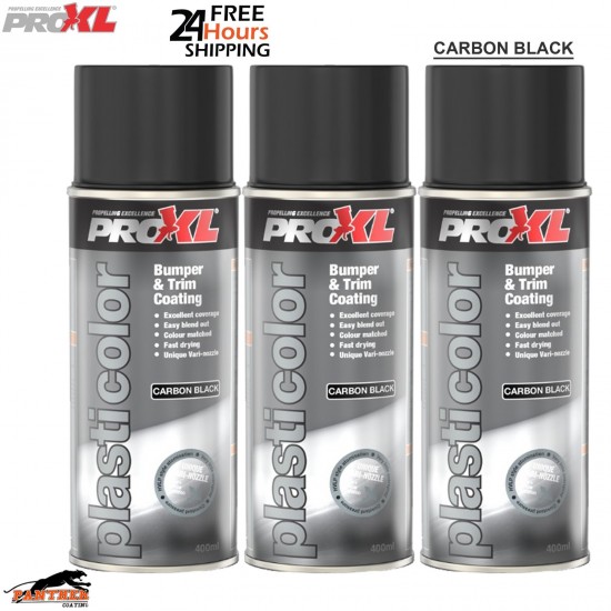 3x ProXL 1K Plastic Paint Carbon Black 400ml – Bumper & Trim Spray Coating