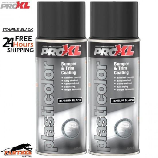 2x ProXL Titanium Black Bumper & Trim Paint 400ml – Flexible Plastic Spray