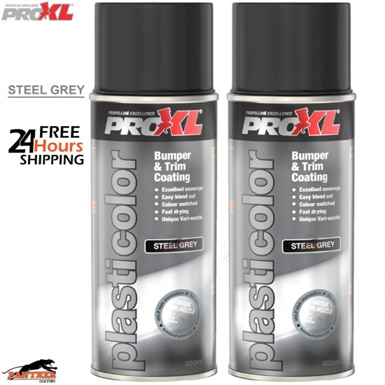 2x ProXL Plastic Coating 1K Steel Grey 400ml – Bumper & Trim Spray Paint