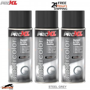 3x ProXL Plastic Coating 1K Steel Grey 400ml – Bumper & Trim Spray Paint