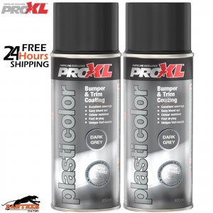 2x ProXL Plasticolor 400ml Aerosol Paint – Dark Grey Flexible Bumper & Trim Coat