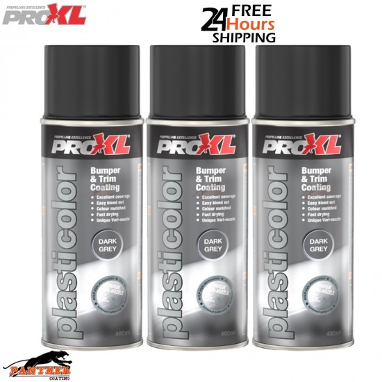 3x ProXL Pro Plasticolor Dark Grey PC5DG – 400ml Flexible Bumper & Trim Spray
