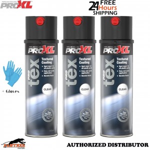 3x ProXL ProTex Clear 500ml Texture Coating Aerosol Bumper Plastic Trim +Gloves