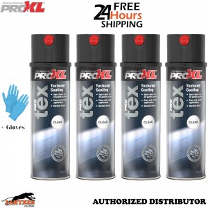 4x ProXL ProTex 500ml Clear Texture Spray Plastic Bumper Trim Coating + Gloves