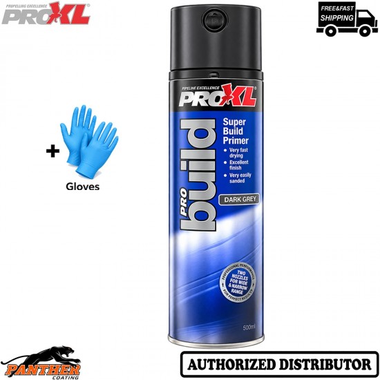 PRO XL ProBuild High Build Primer Filler Dark Grey 500ml Car Aerosol + Gloves
