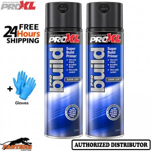2x PRO XL 500ml ProBuild High Build Filler Primer Dark Grey Automotive +Gloves