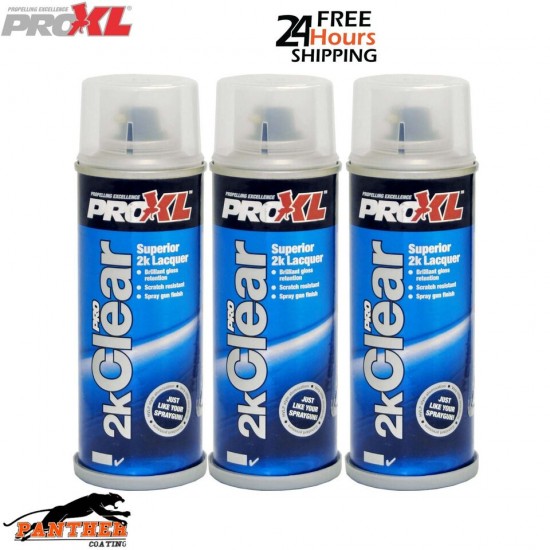 3x PROXL PRO 2K CLEAR Lacquer Petrol Resistant Aerosol Spray Paint 500ml