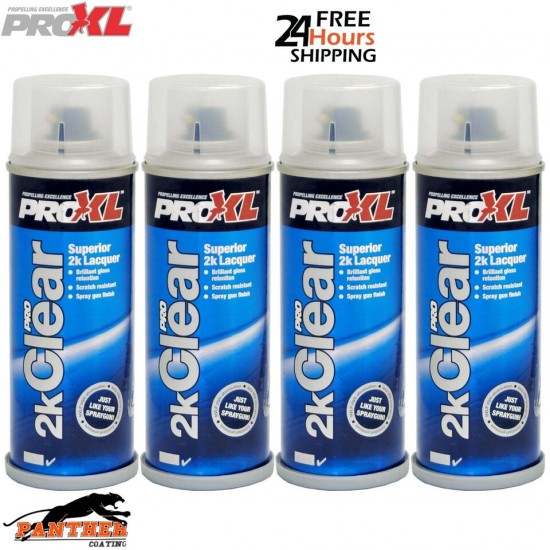 4x PROXL PRO 2K CLEAR Lacquer Petrol Resistant Aerosol Spray Paint 500ml