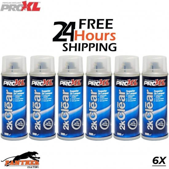 6x PROXL PRO 2K CLEAR Lacquer Petrol Resistant Aerosol Spray Paint 500ml