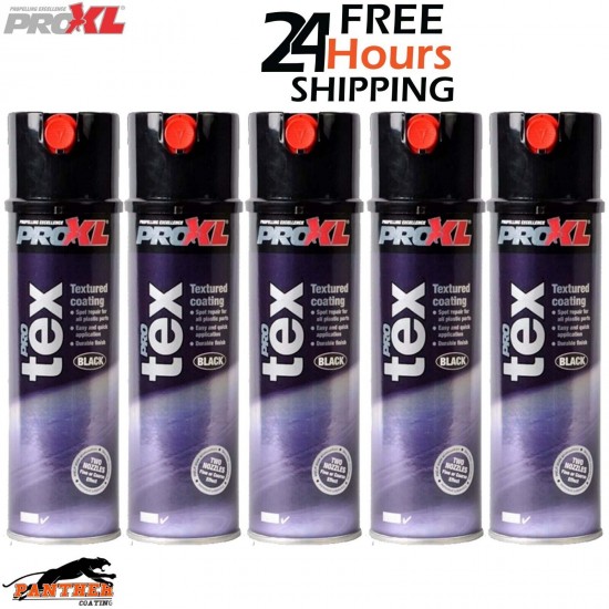5x PROXL PROTEX TEXTURE COATING BLACK AEROSOL 500ML - BUMPER PLASTIC TRIM