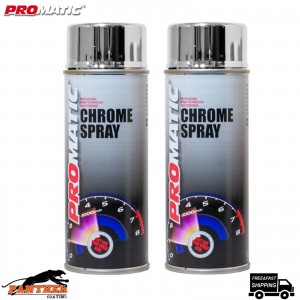 2 x Promatic Chrome Spray Paint Aerosol 400ml - Free Delivery