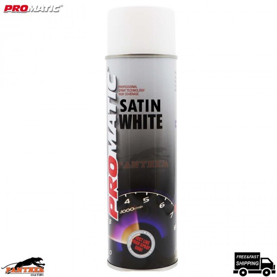 Promatic Satin White 500ml Aerosol – Quick-Dry, Scratch-Resistant Coating