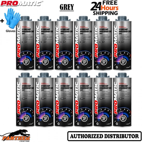 12X Promatic SCG-1 Grey Stonechip 1L Car Underbody Protection Coating + Gloves