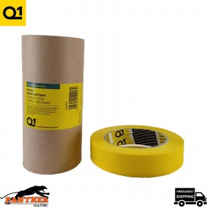 Q1 MASKING TAPE + MASKING PAPER DEAL 150mm x 55m Paper + 24mm x 50m TAPE