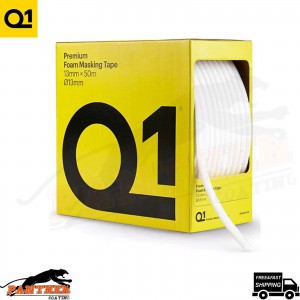 Q1 PREMIUM Foam Masking Tape 13mm x 13mm x 50m Roll Soft Edge Painting Repair
