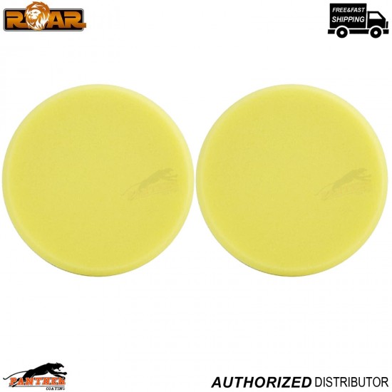 2x Roar 610CF Hard Flat Foam Pad 6” Yellow – Hook & Loop Polishing Head