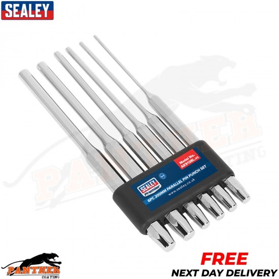 Sealey AK9128L 6pc Long Parallel Pin Punch Set 200mm 3, 4, 5, 6, 8 10mm Diameter