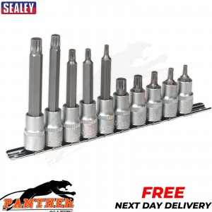 Sealey AK6215 10pc 1/2"Sq Drive Spline Socket Bit Set