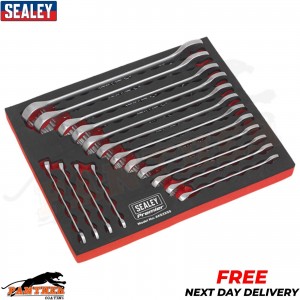SEALEY AK63255 16PC METRIC COMBINATION SPANNER WRENCH RING OPEN SET IN EVA TRAY