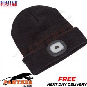 Sealey - LED185 Unisex Beanie Hat With LED Head Light Torch Rechargeable Via USB