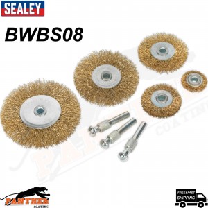 BWBS08 Sealey - Wire Brush Set 8pc Brassed Sealey
