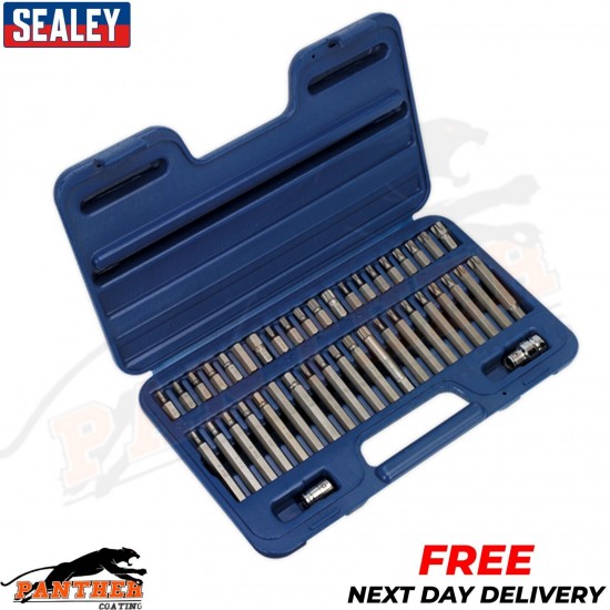 Sealey AK219 TRX Star Spline Hex Bit Set 42pc 3/8" 1/2" Square Drive Car Garage