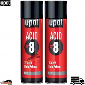 U-POL 2x ACID#8 1K Grey Etch Primer Aerosol – 450ml Car Paint Priming Spray