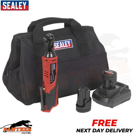 Sealey CP1202KIT Ratchet Wrench Kit 3/8" Sq Drive 12V 2 Batteries + Storage Bag