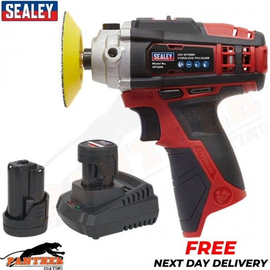 Sealey CP1205KIT 12V SV12 Series Ø71mm Cordless Polisher Kit - 2 Batteries