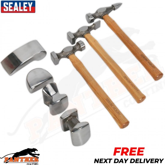 Sealey CB507 7pc Drop-Forged Panel Beating Set with Hickory Shafts