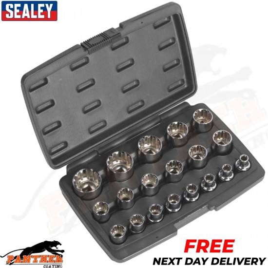 Sealey AK70619 19-Piece ½″ Drive Socket Set –Chrome Vanadium Total Drive Pro Kit