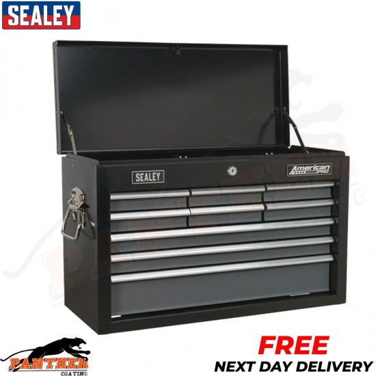 SEALEY AP2509B 9 DRAWER TOP CHEST WITH BALL-BEARING SLIDES - BLACK/GREY