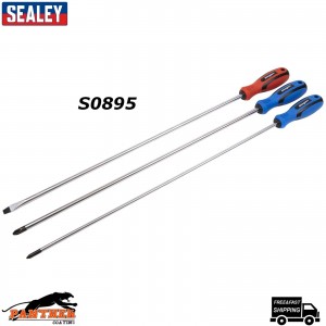 Sealey S0895 Siegen Screwdriver Set of 3 Pieces Extra Long Screwdriver