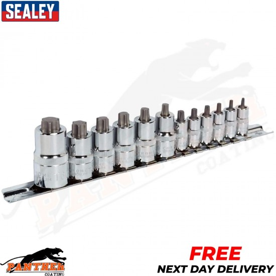 Sealey AK6228 12pc 1/4", 3/8" & 1/2"Sq Drive Stubby TRX-Star* Socket Bit Set