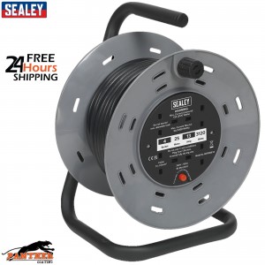 Sealey BCR25RCD 25m Cable Reel – 4 x 230V Sockets with RCD Safety Plug & Thermal