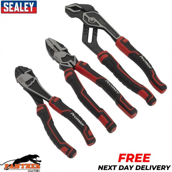 Sealey AK8377 Pliers Set High Leverage Premier Side Cutters Water Pump Plier 3pc
