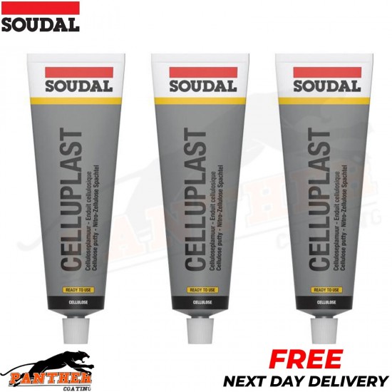 3x SOUDAL CELLUPLAST REPAIR PUTTY STOPPER FILLER 175ML (SKIMMING & PIN HOLES)