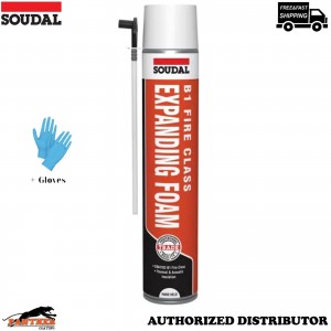Soudal Trade Expanding Foam B1 750ml Fire Rated Hand Held PU Foam + Gloves