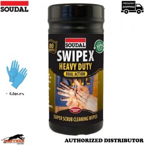 Soudal Swipex Heavy Duty 80 Cleaning Wipes for Tools Hands-Work Surfaces+Gloves