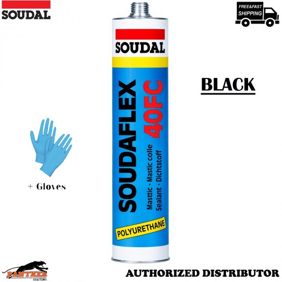 Soudal Soudaflex 40FC 310ml Black Construction Adhesive PU Sealant + Gloves