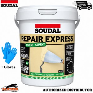 Soudal Repair Express Cement Beige 900ml Concrete Crack Repair Compound + Gloves