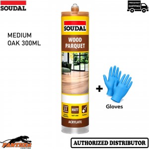 Soudal Parquet Sealant Medium Oak 300ml Acrylic Wood Floor Joint Sealant +Gloves