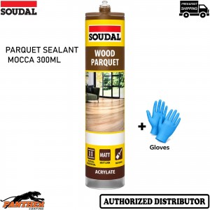 Soudal Parquet Mocca 300ml Acrylic Wood Flooring Joint Sealant + Gloves